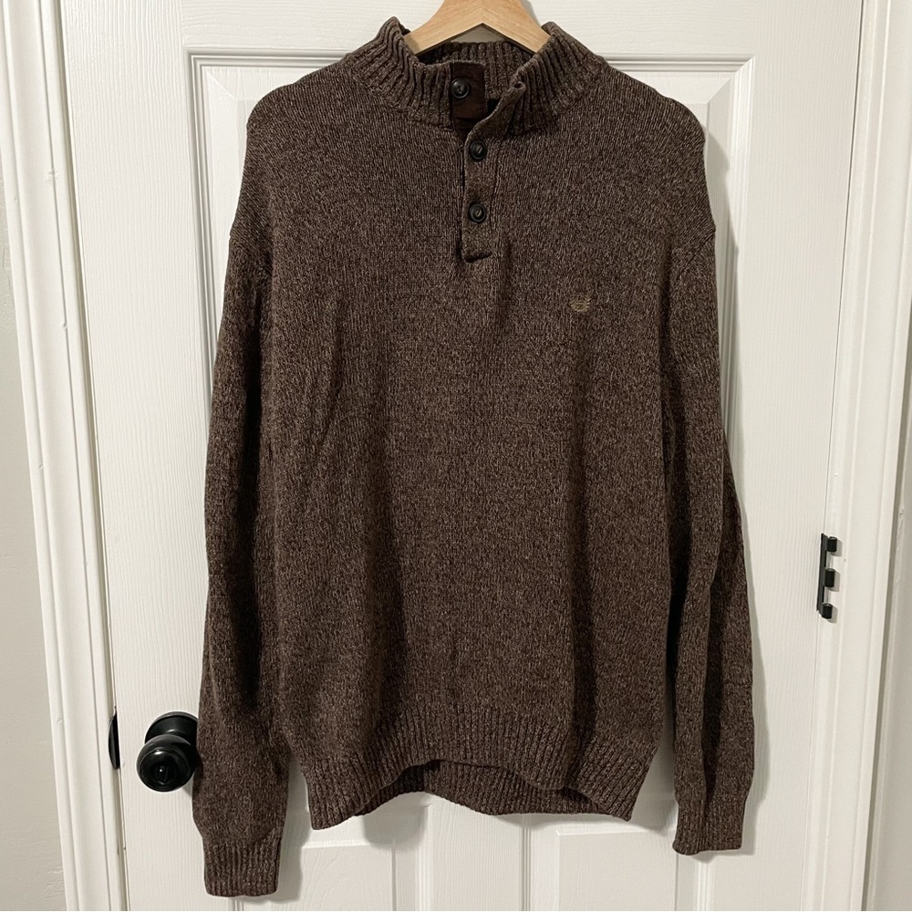 New Chaps Button Up Sweater With Elbow Patches - … - image 1